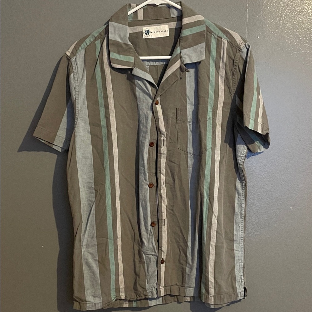 Aeropostale Men's Multicolor Striped Button Down Shirt